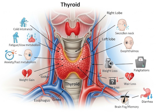 Схема щитовидной железы и симптомов